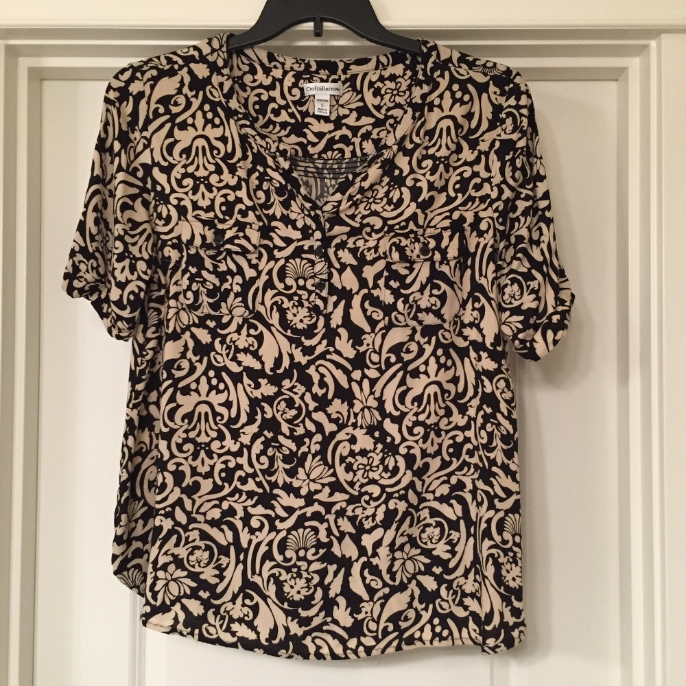 Croft & Barrow | Black and Taupe Blouse